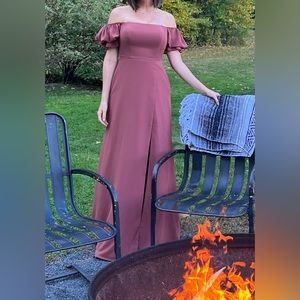 Revelry bridesmaid’s dress in cinnamon rose